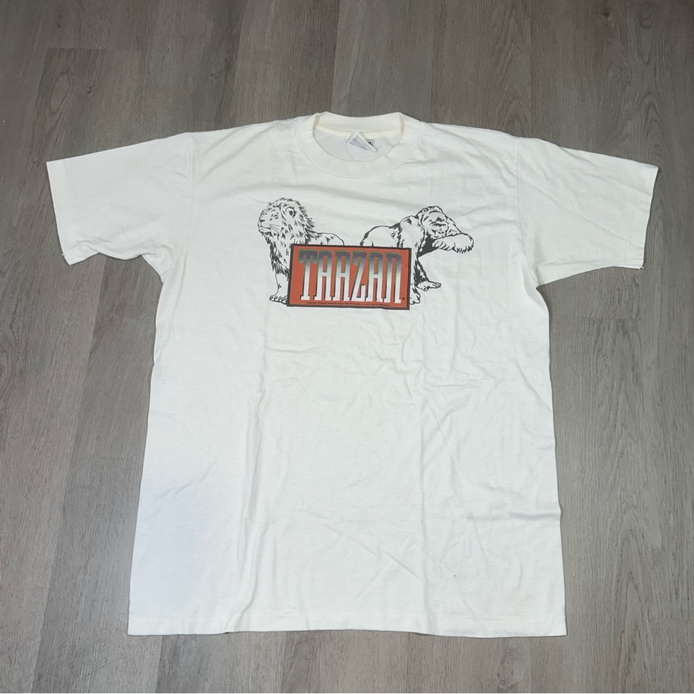 Vintage 90s Tarzan T-shirt Size Large‎ Story Of A Book By Edgar Rice Burroughs
